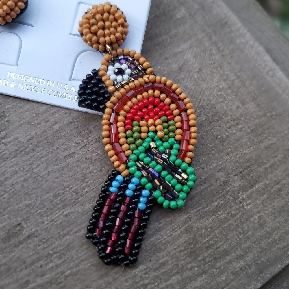 Tropical Parrot Toucan bird 0f paradise Seed Bead earrings Vaca Vibes